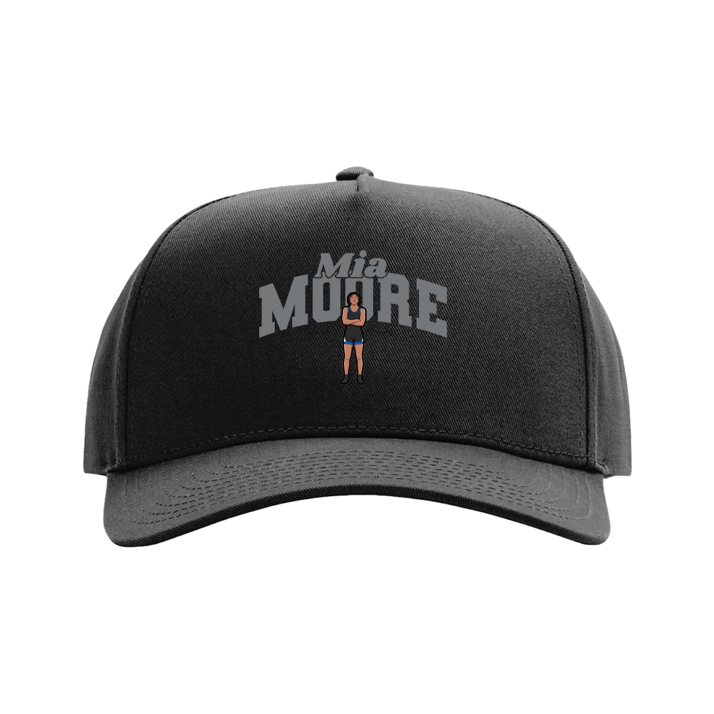 Full Fabric Five-Panel Champ Cap — Signature Arch in Black