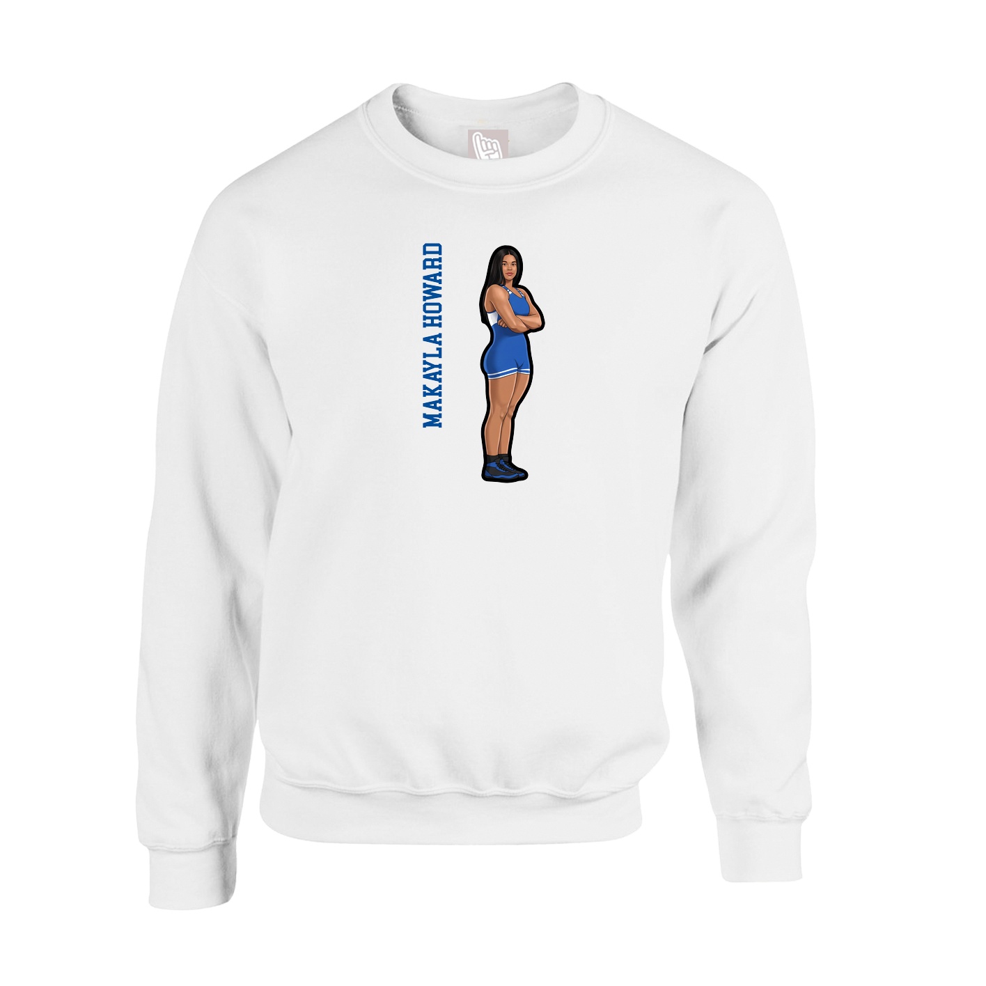 Fleece Crew — Name Vertical in White