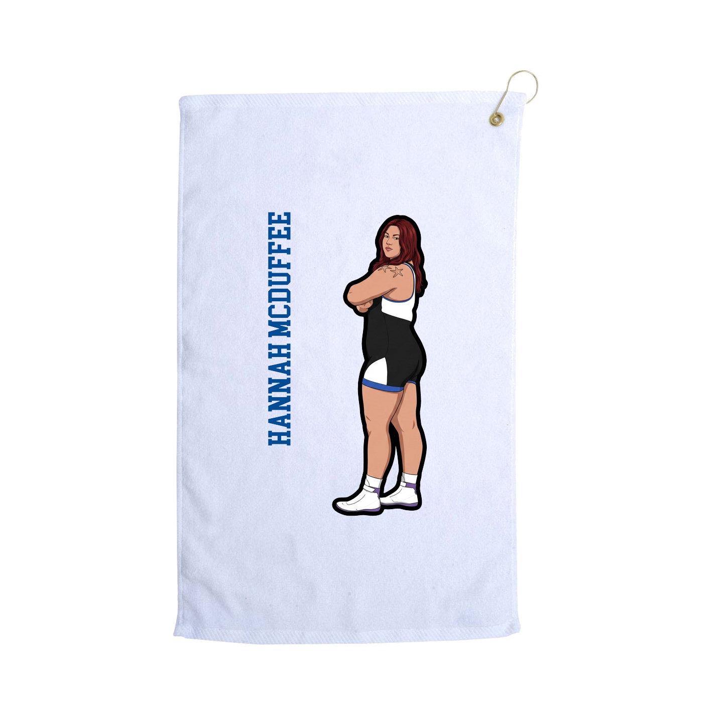 Golf Towel — Name Vertical in White