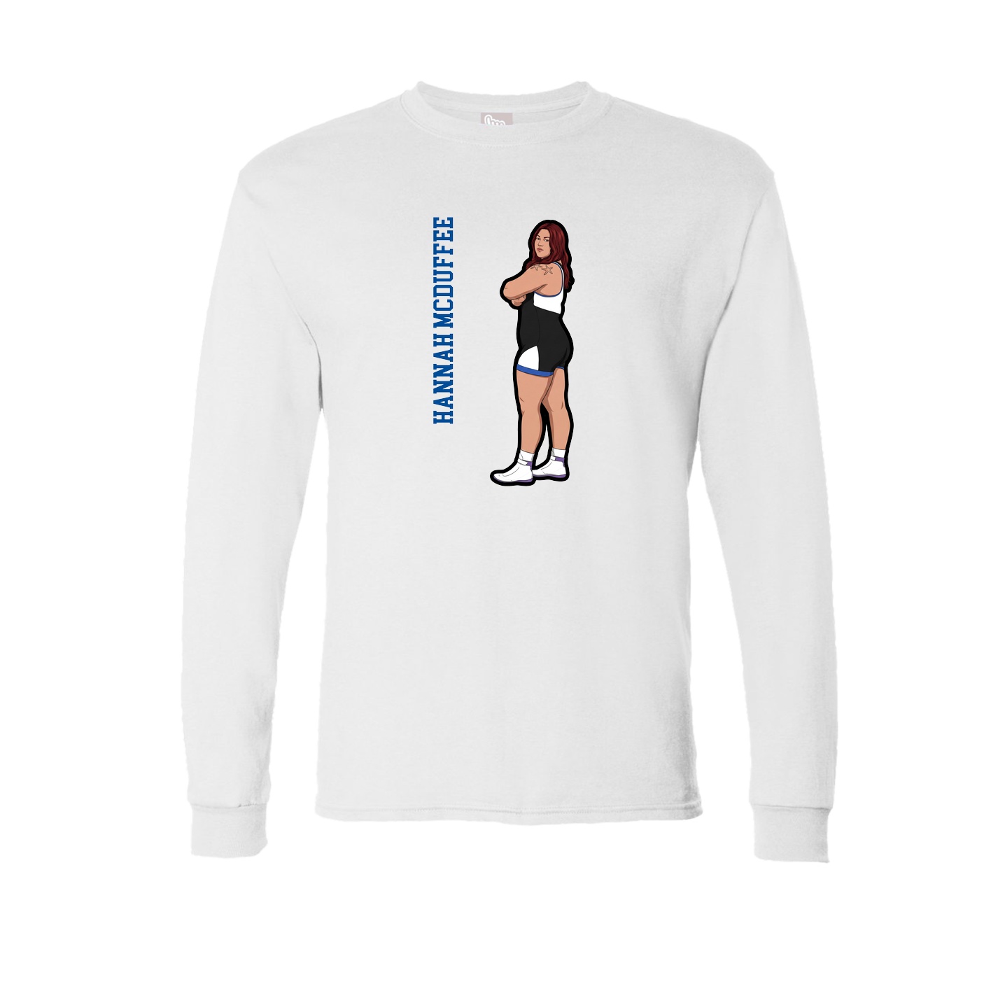Long Sleeve Tee — Name Vertical in White