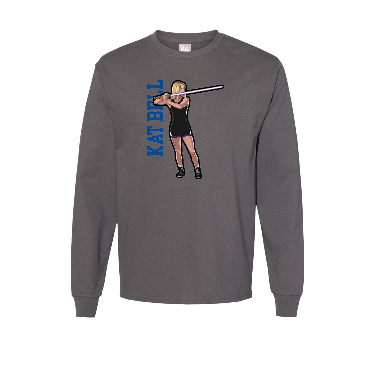 Long Sleeve Tee — Name Vertical in Grey