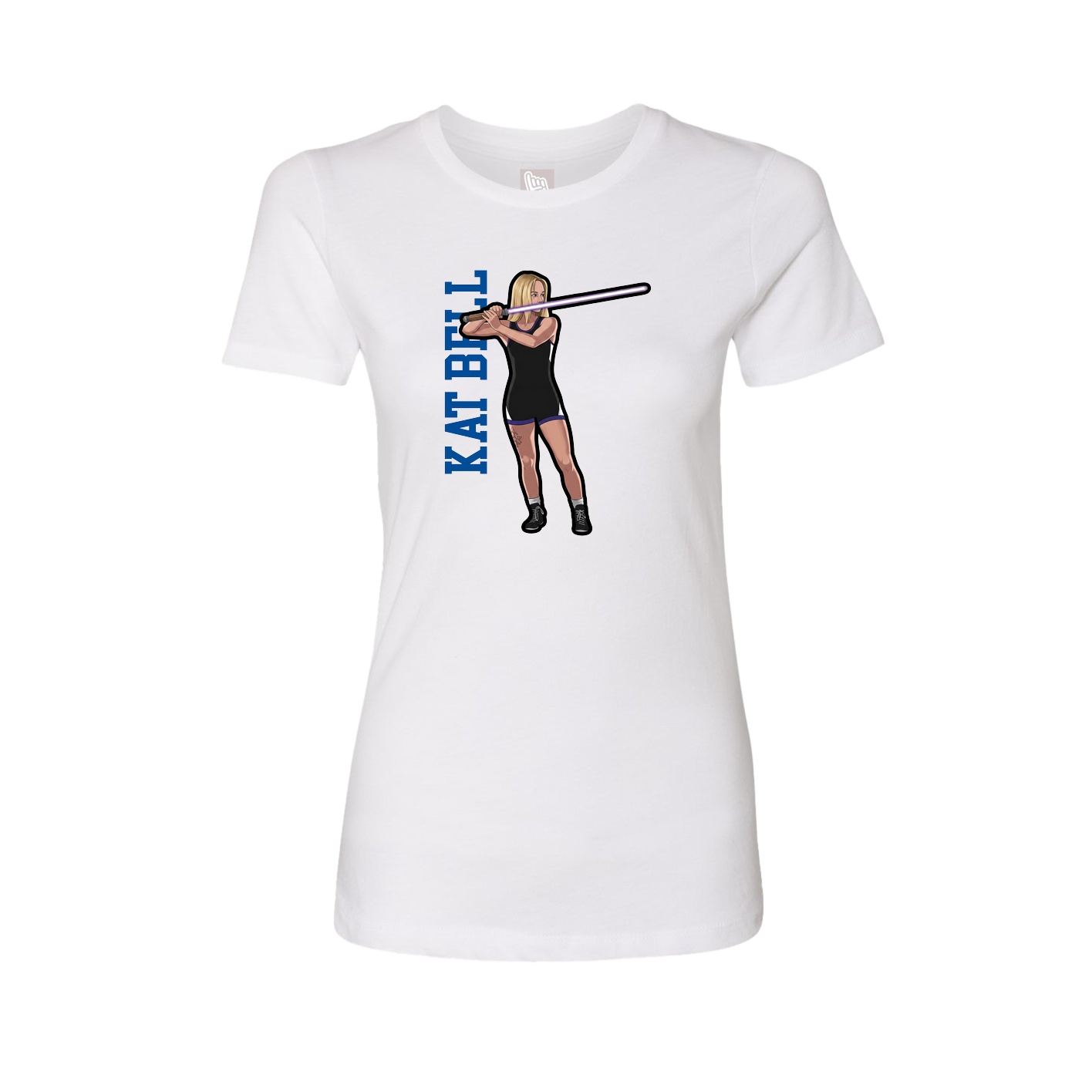 Fitted Women's Tee — Name Vertical in White