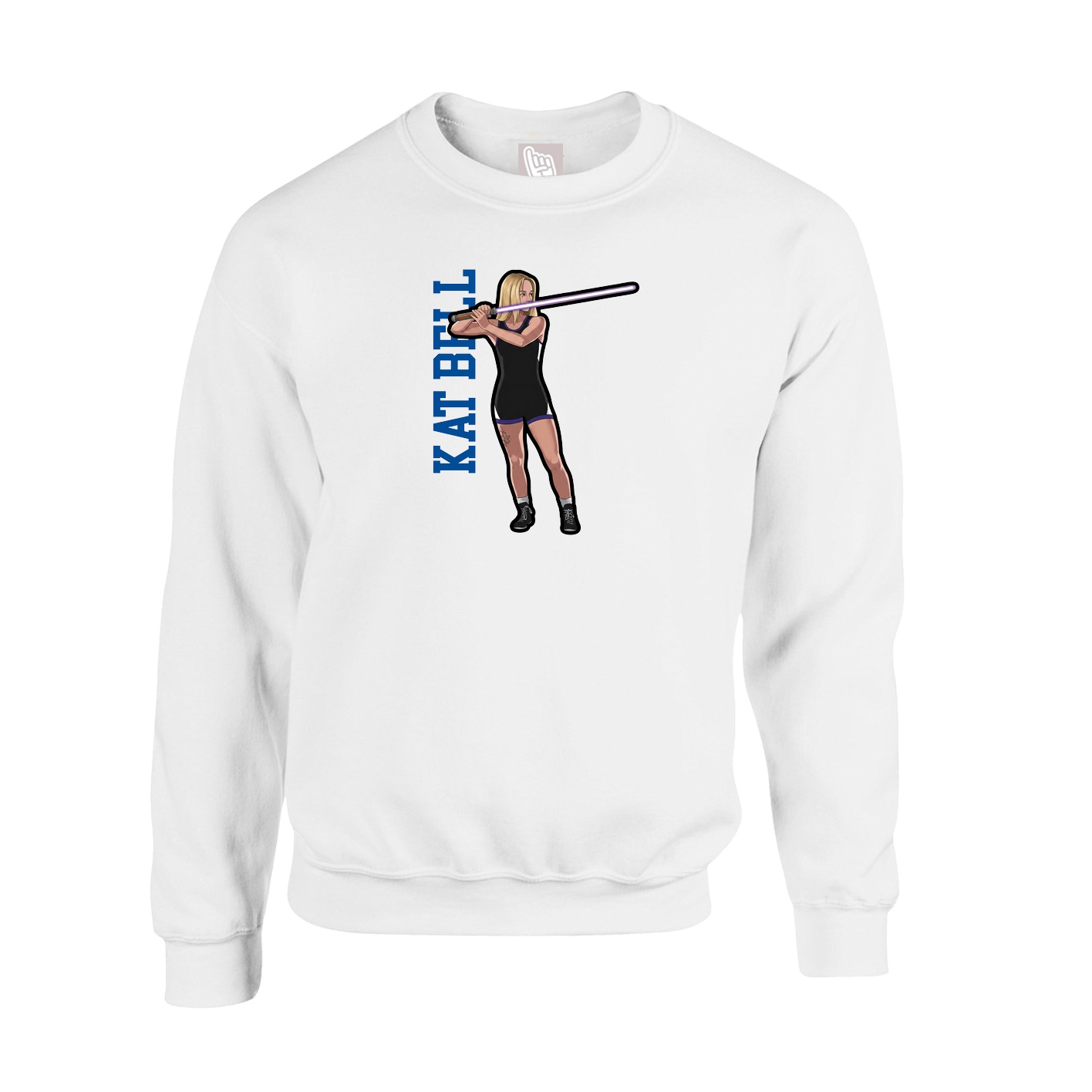 Fleece Crew — Name Vertical in White