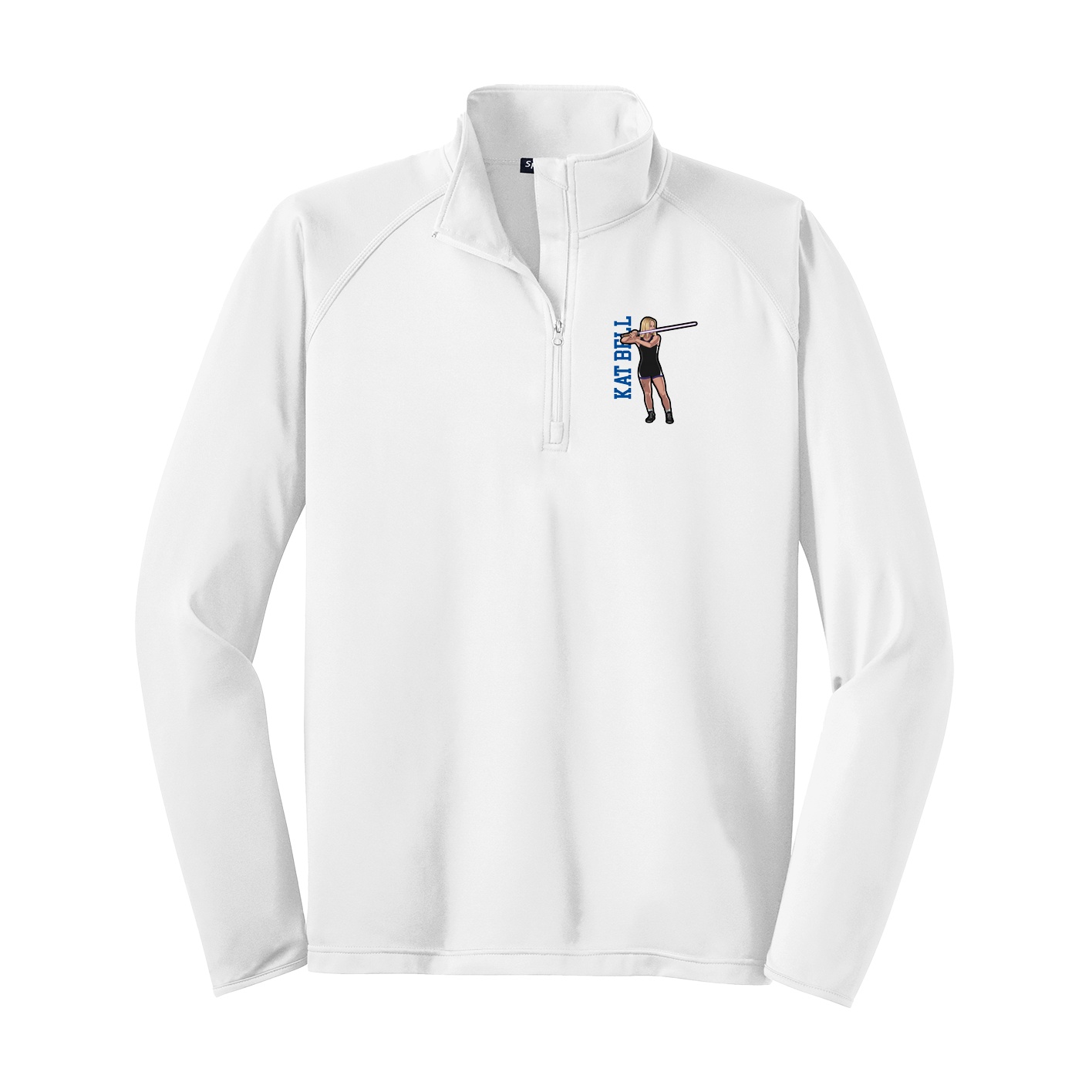 Q-Zip Pullover — Name Vertical in White