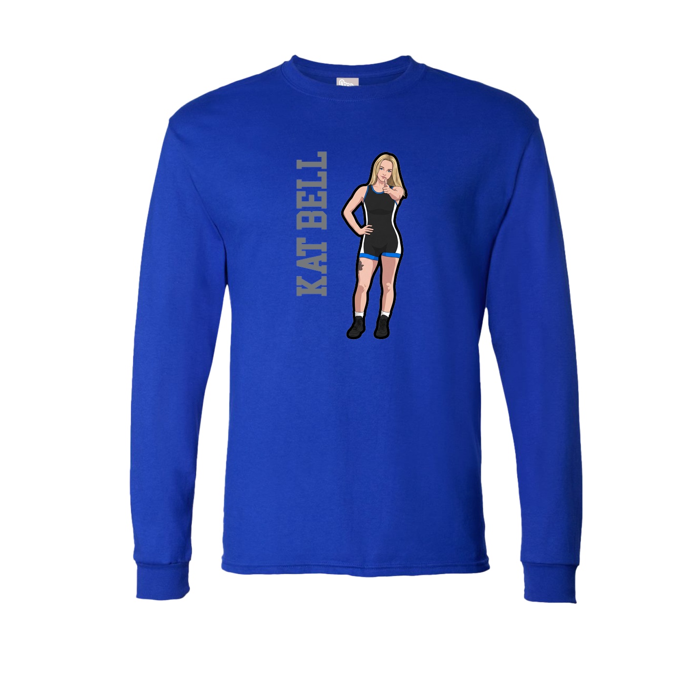 Long Sleeve Tee — Name Vertical in Royal