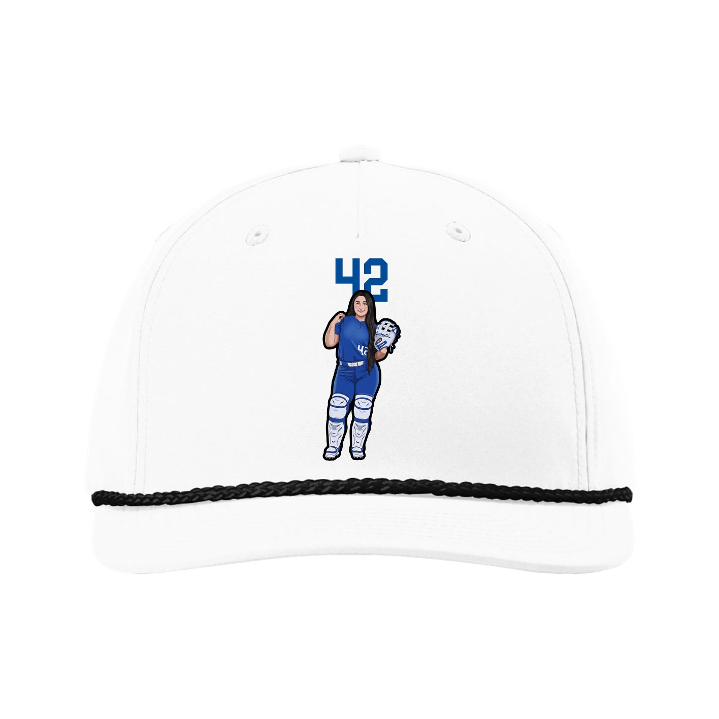 Five-Panel Classic Rope Cap — Number Top in White