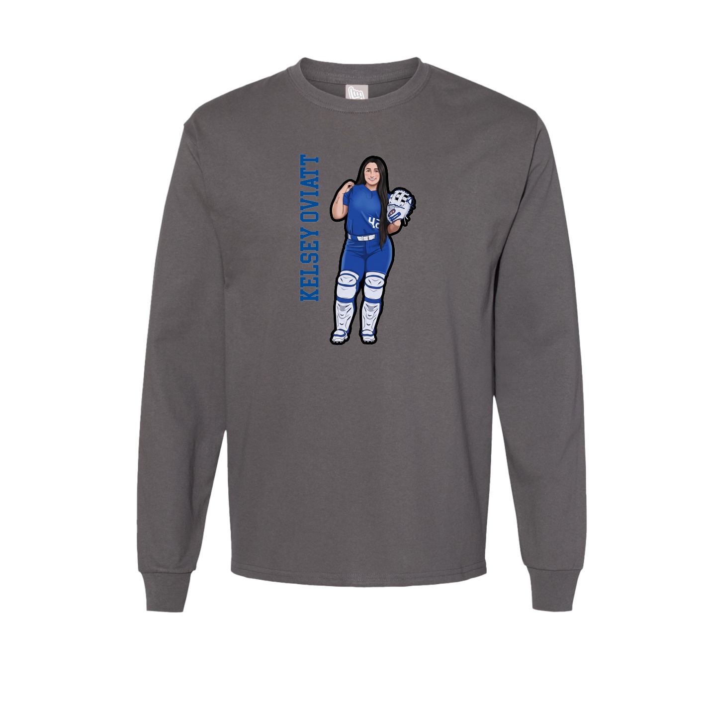 Long Sleeve Tee — Name Vertical in Grey