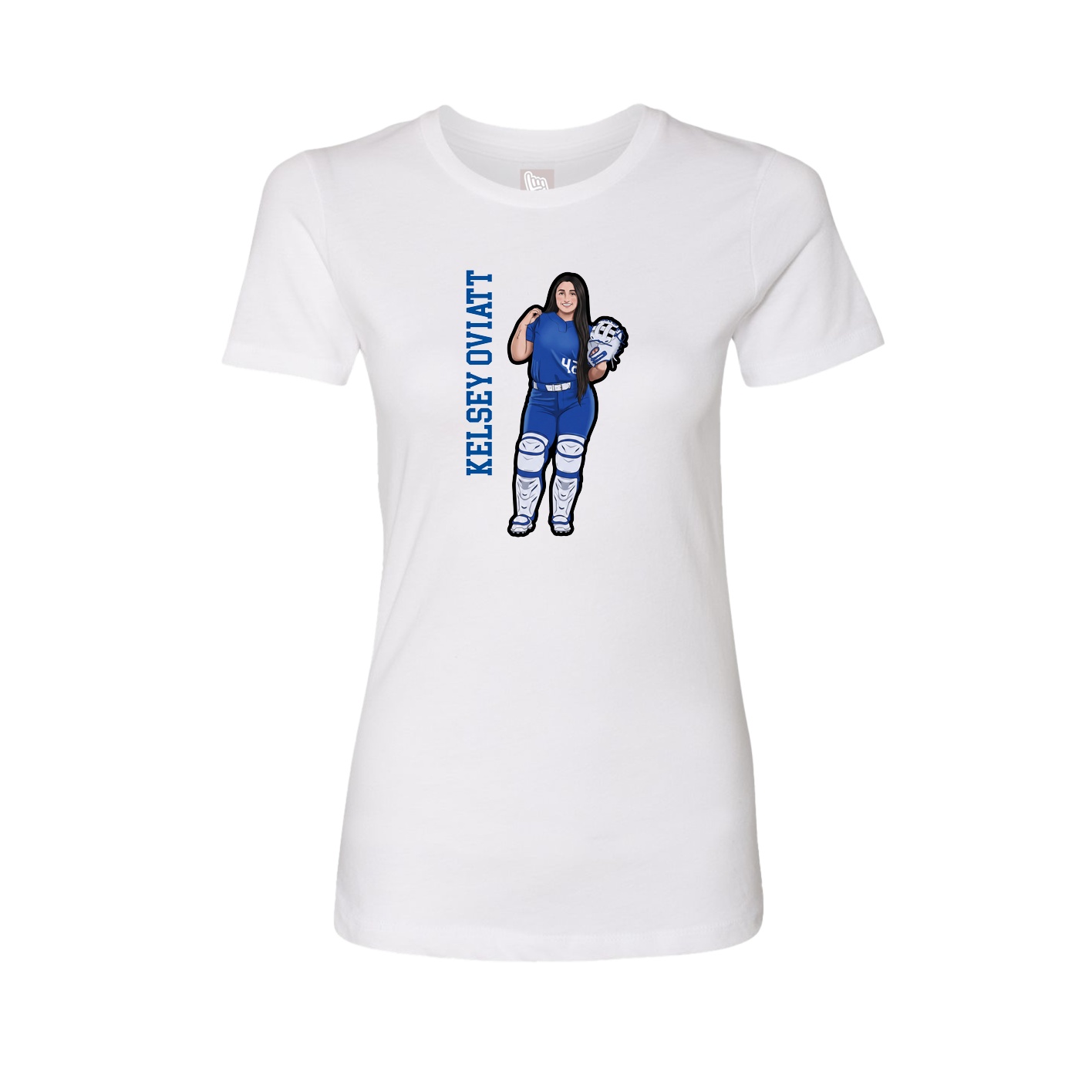 Fitted Women's Tee — Name Vertical in White