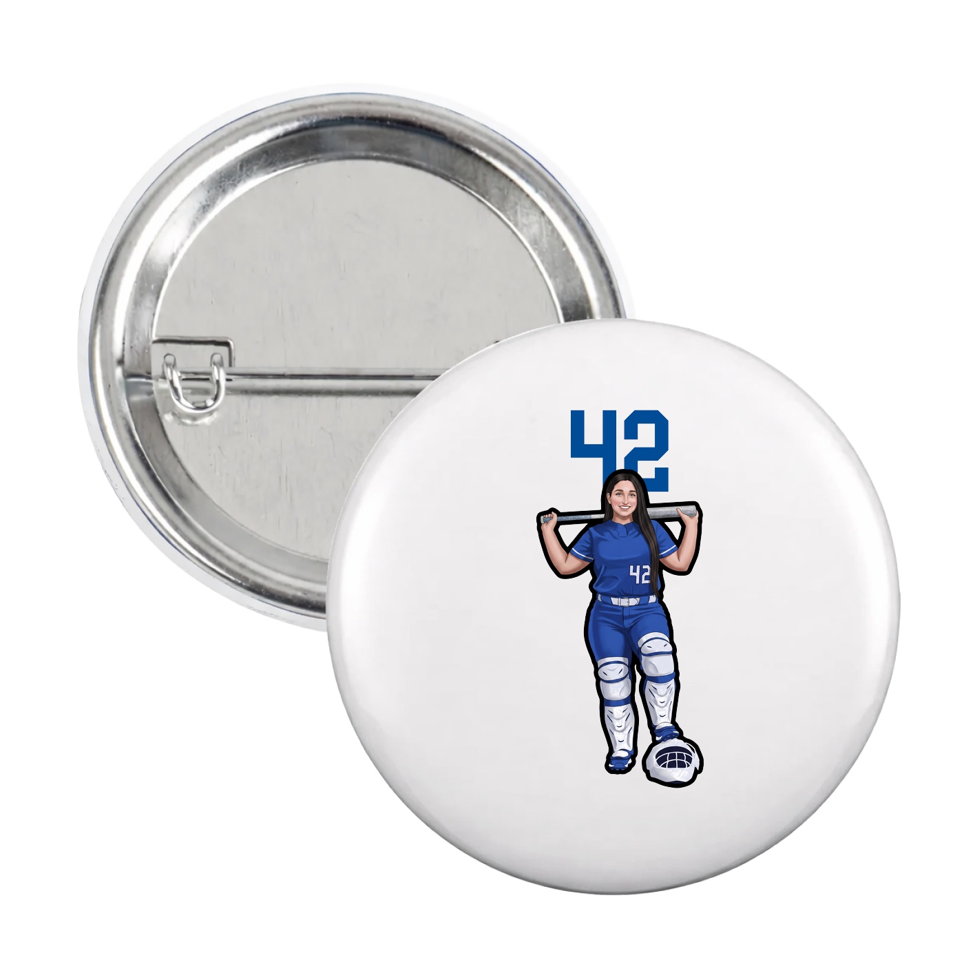 Game Day Button — Number Top in White