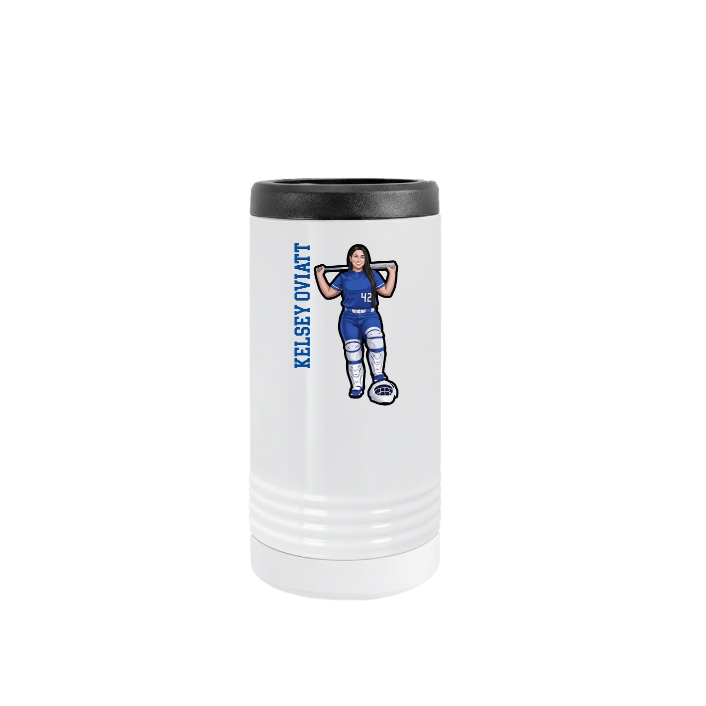 Slim Beverage Holder — Name Vertical in White