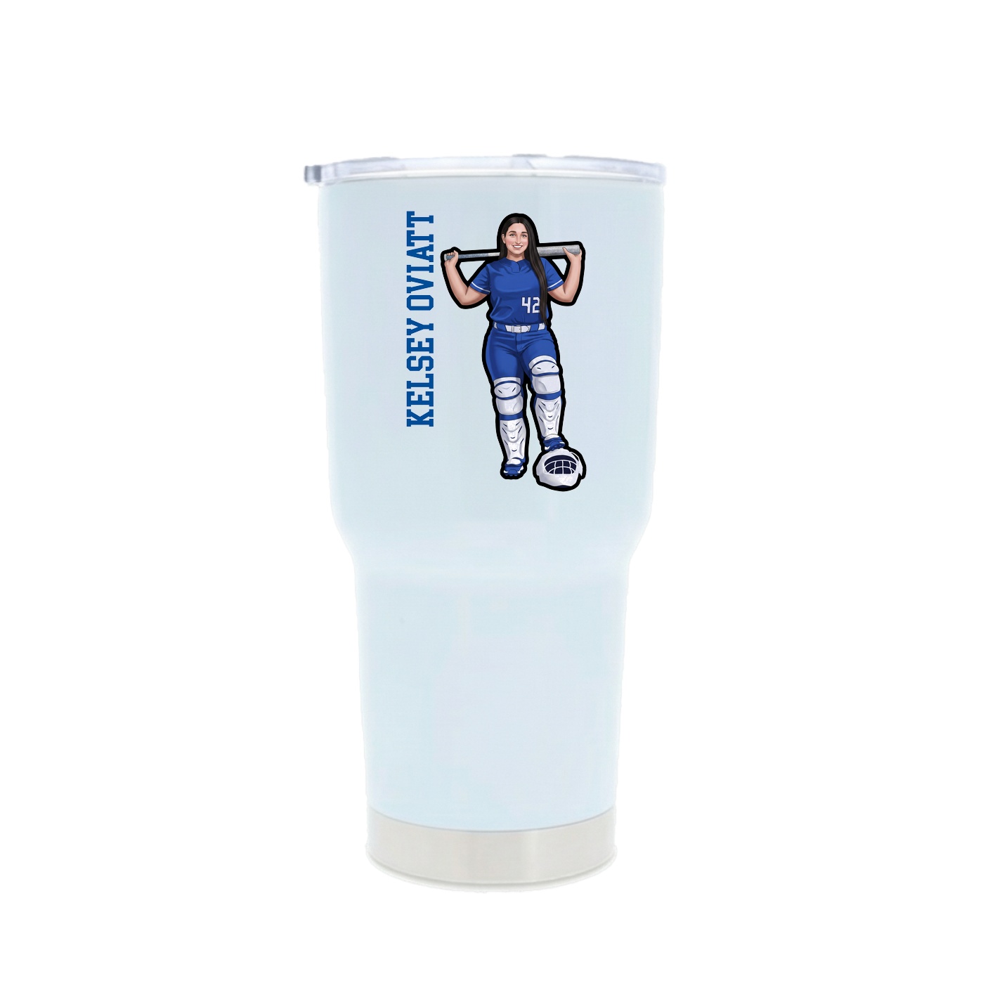 30oz Stainless Steel Tumbler — Name Vertical in White