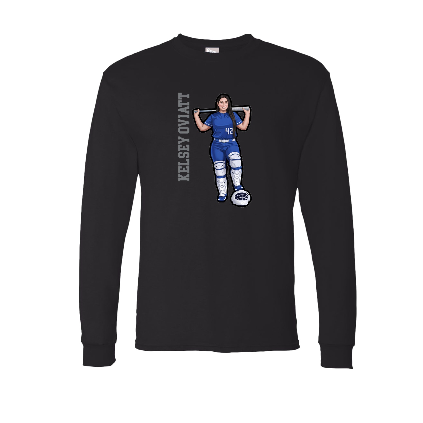 Long Sleeve Tee — Name Vertical in Black