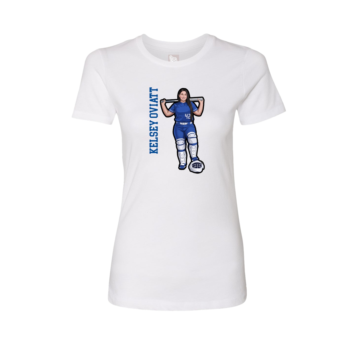 Fitted Women's Tee — Name Vertical in White