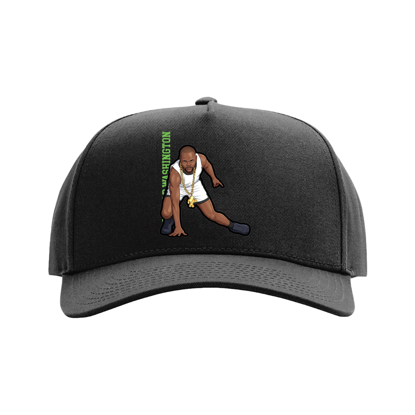 Full Fabric Five-Panel Champ Cap — Name Vertical in Black