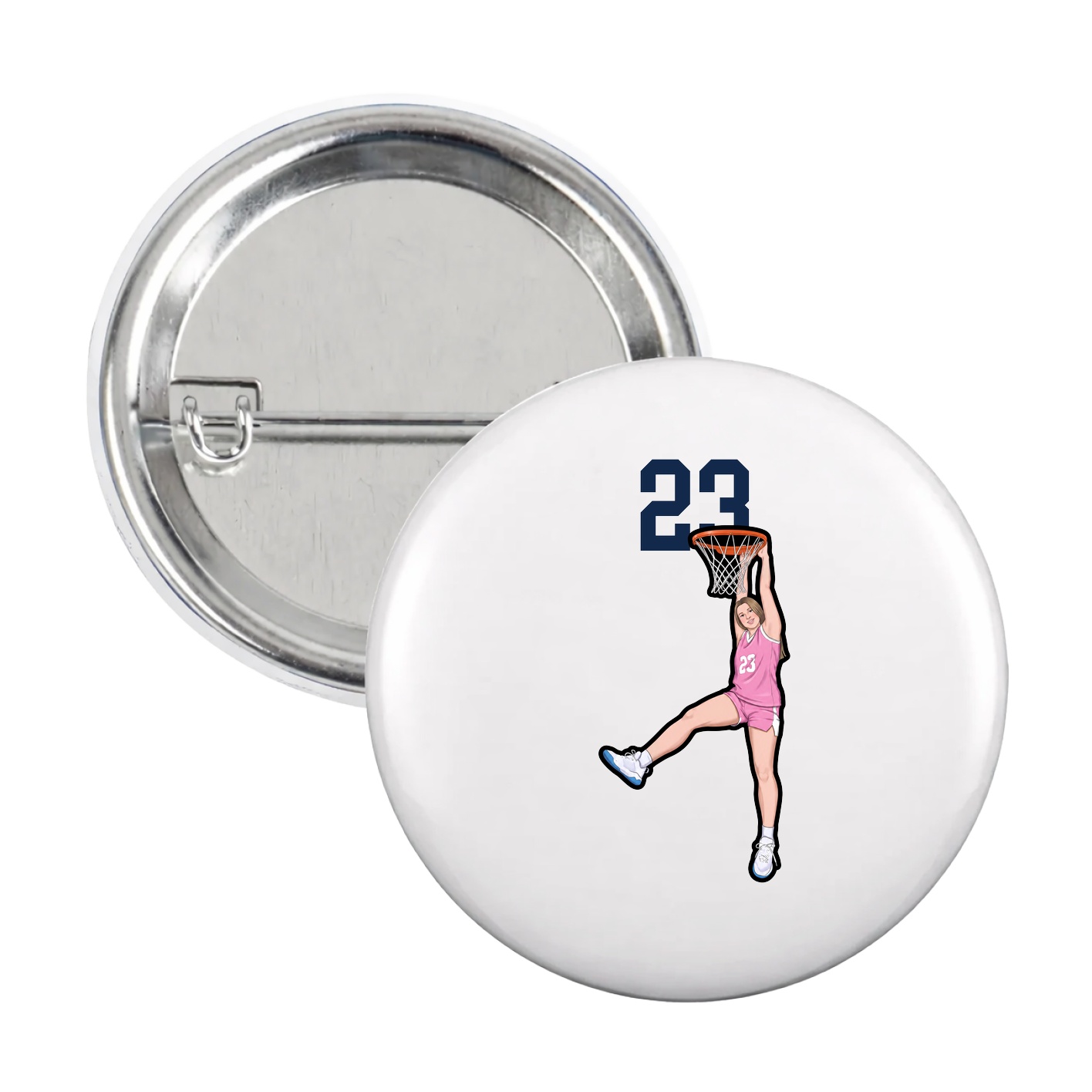 Game Day Button — Number Top in White