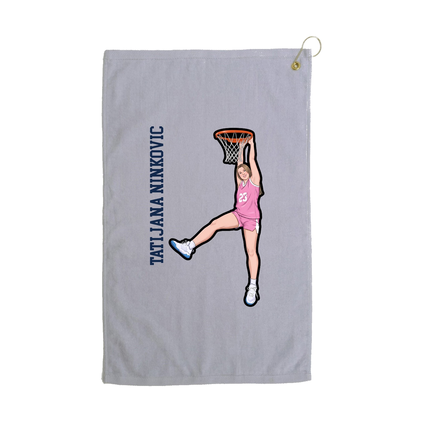 Golf Towel — Name Vertical in Grey