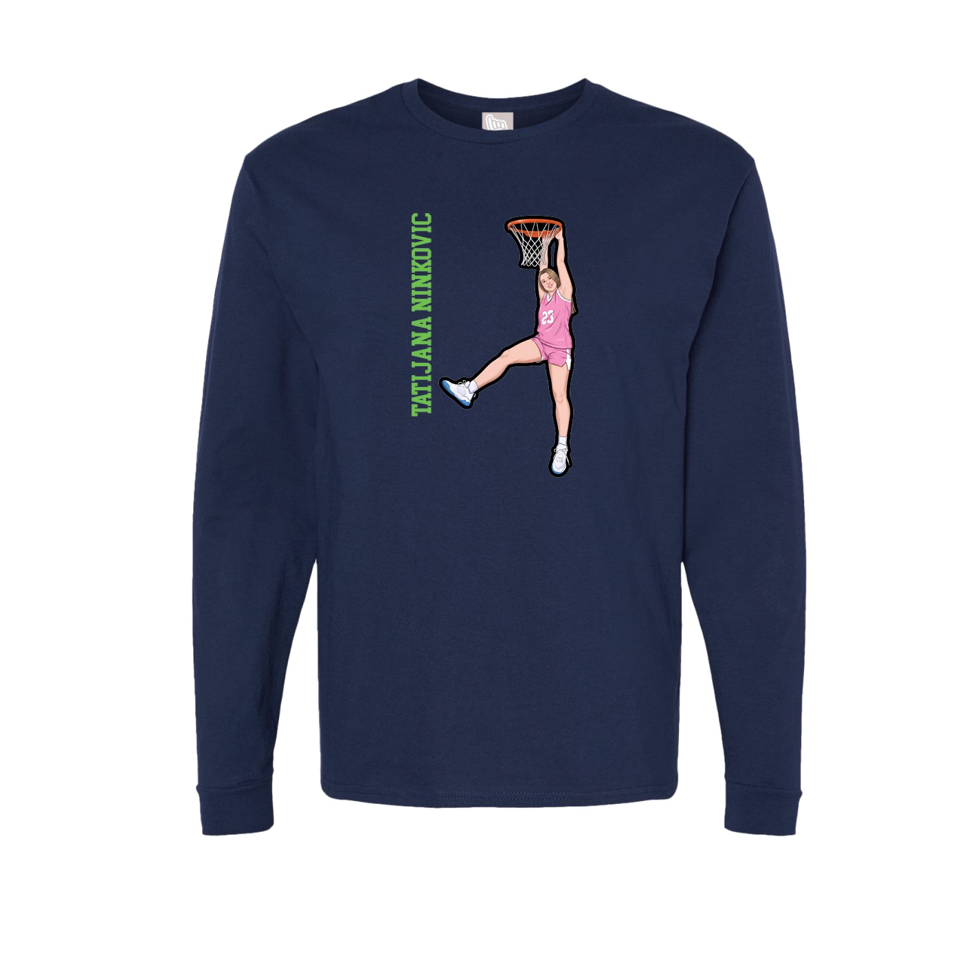 Long Sleeve Tee — Name Vertical in Navy