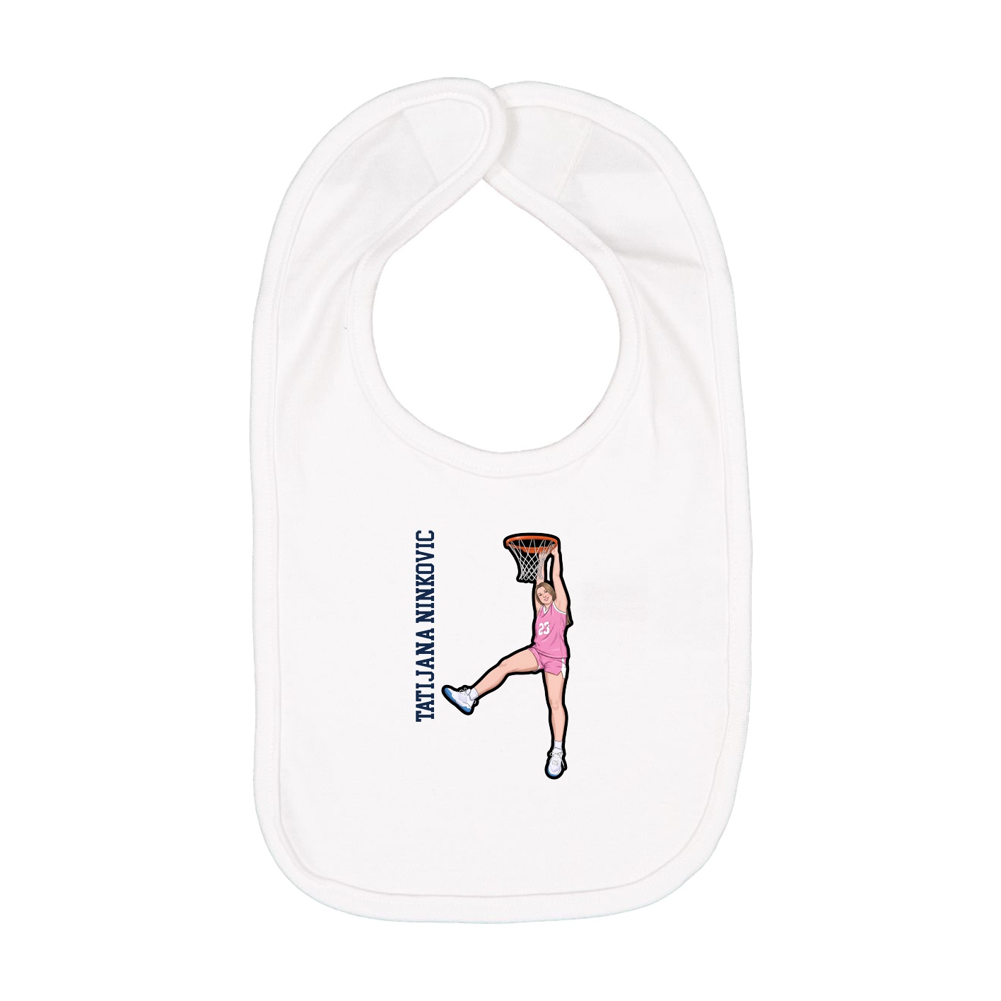 Infant Bib — Name Vertical in White