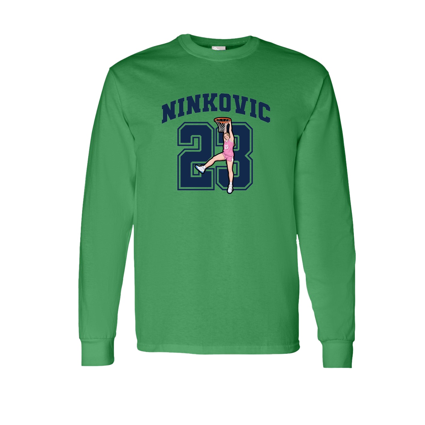 Long Sleeve Tee — Number in Green