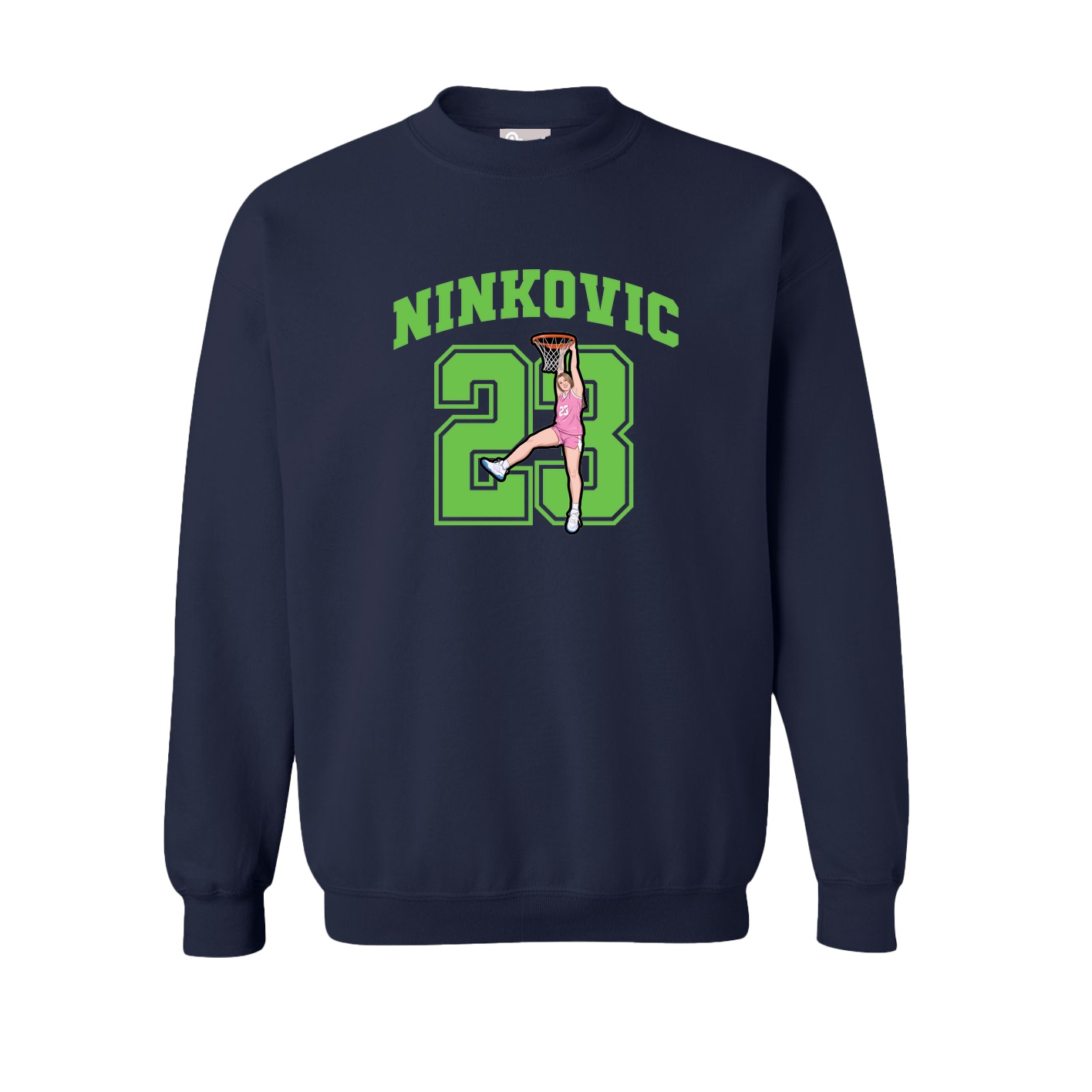 Fleece Crew — Number in Navy