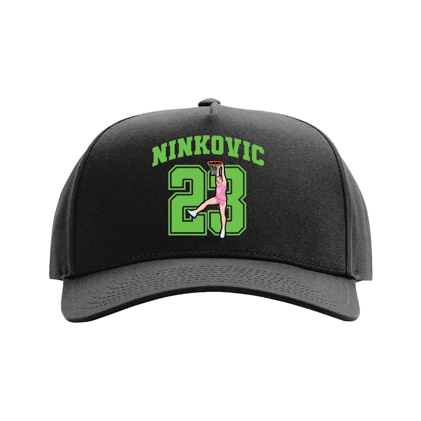 Full Fabric Five-Panel Champ Cap — Number in Black