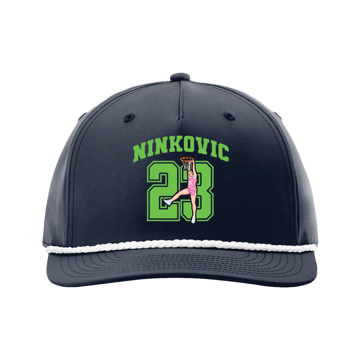 Five-Panel Classic Rope Cap — Number in Navy