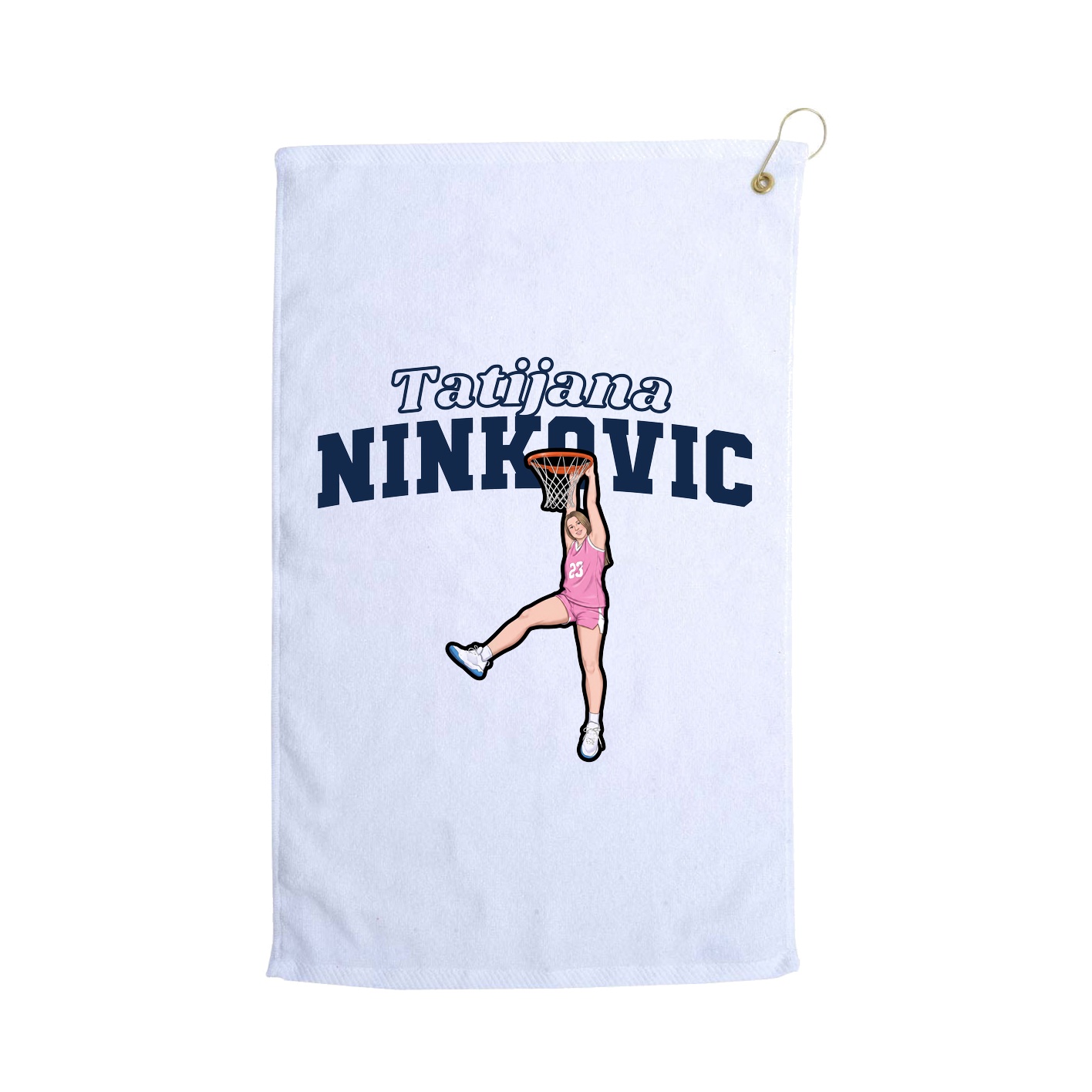 Golf Towel — Name Arch in White