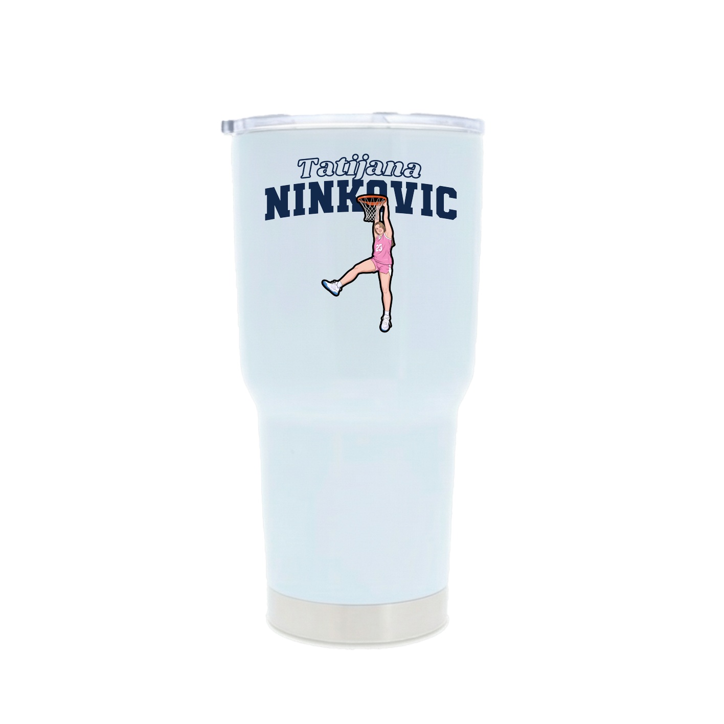 30oz Stainless Steel Tumbler — Name Arch in White