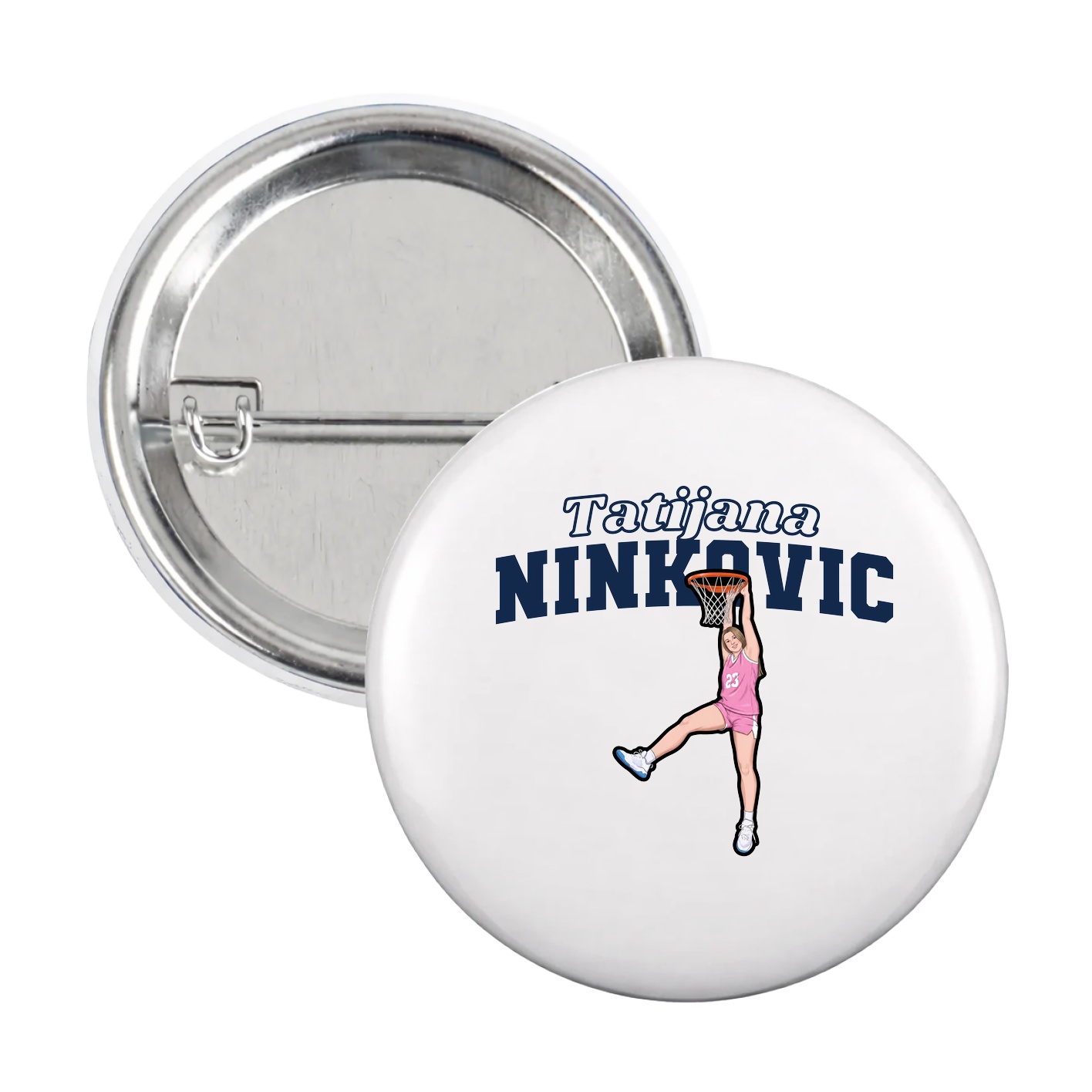 Game Day Button — Name Arch in White