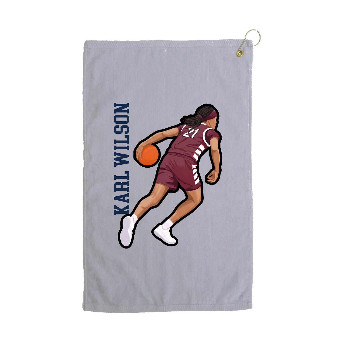 Golf Towel — Name Vertical in Grey