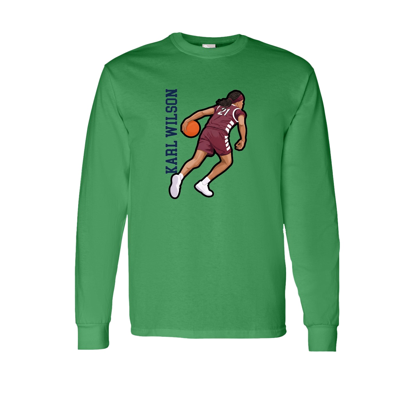 Long Sleeve Tee — Name Vertical in Green