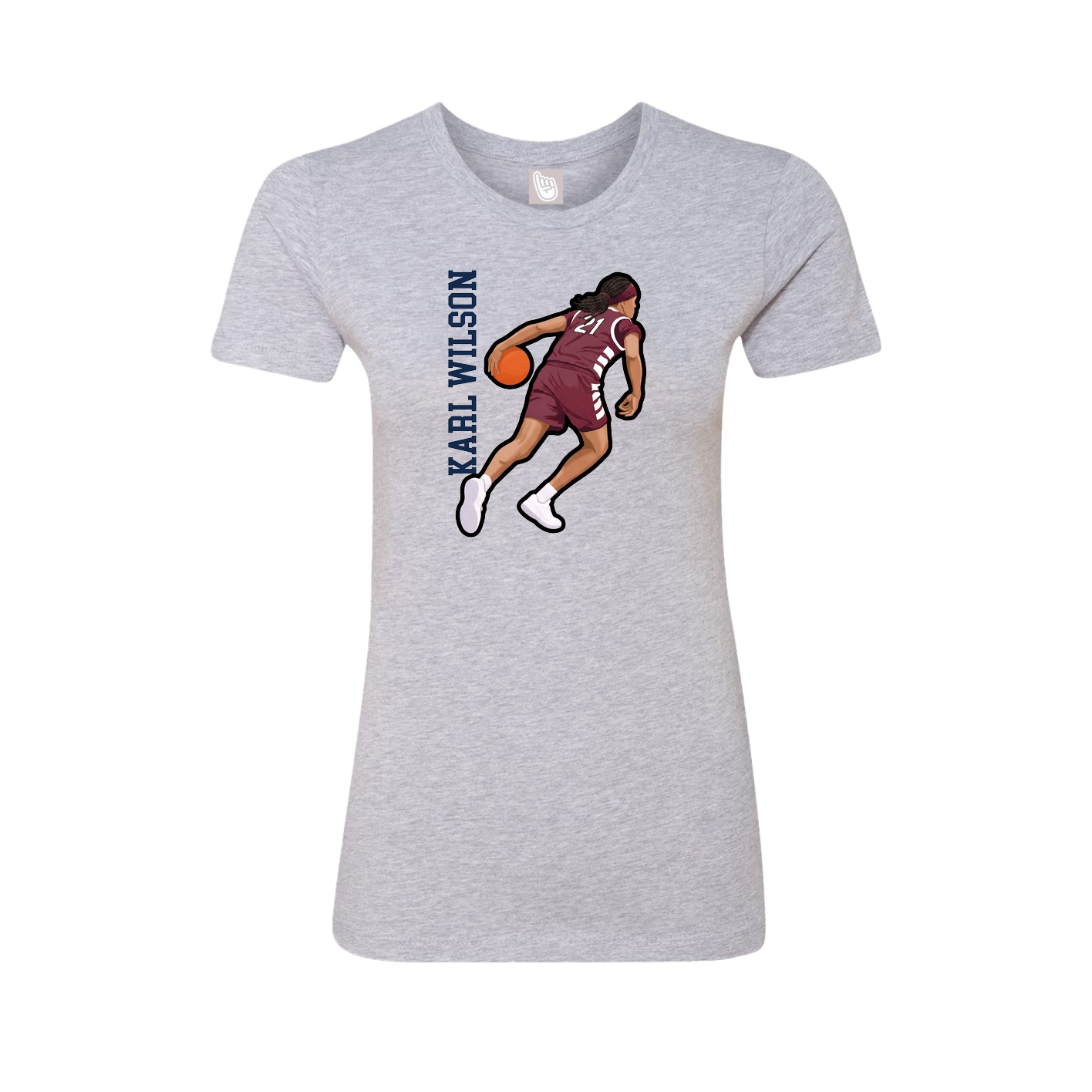 Fitted Women's Tee — Name Vertical in Grey