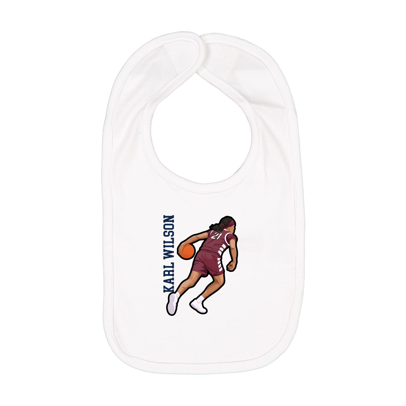 Infant Bib — Name Vertical in White