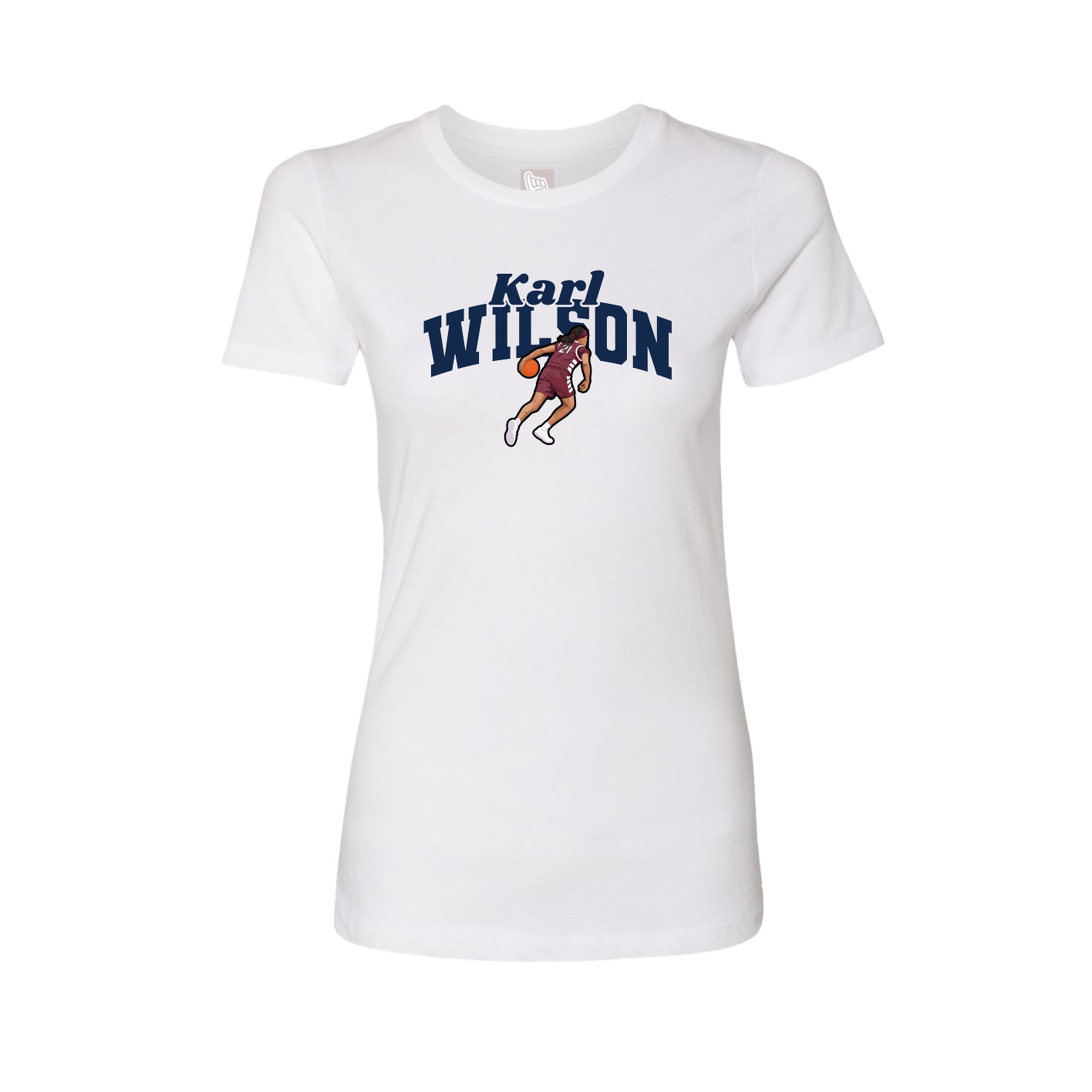 Fitted Women's Tee — Signature Arch in White