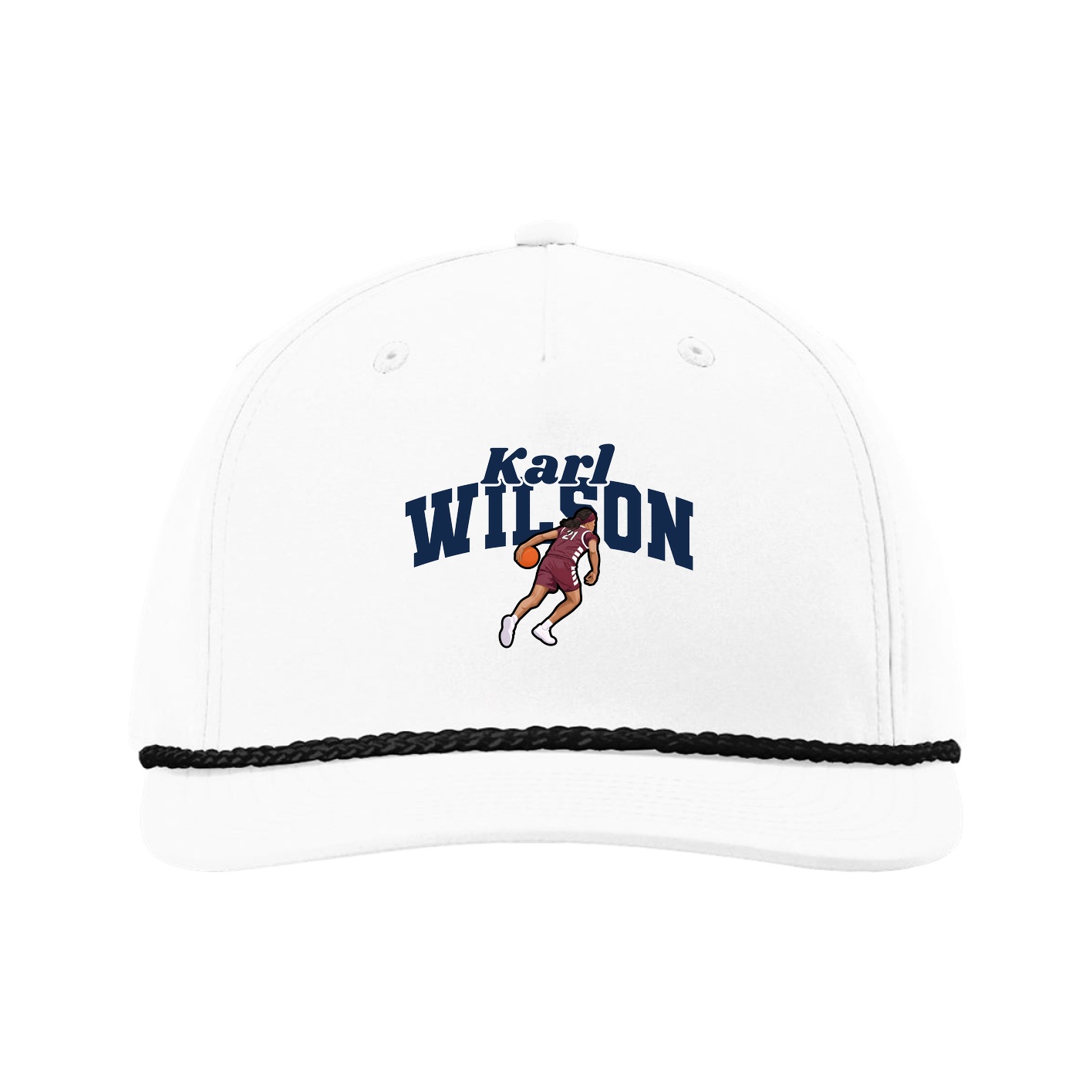 Five-Panel Classic Rope Cap — Signature Arch in White