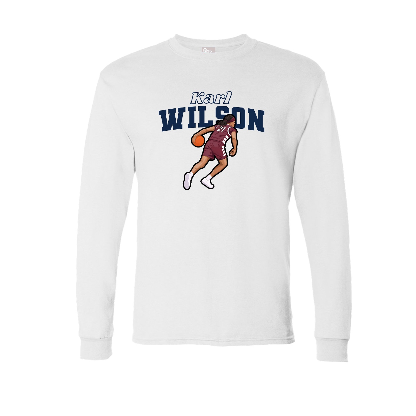 Long Sleeve Tee — Name Arch in White