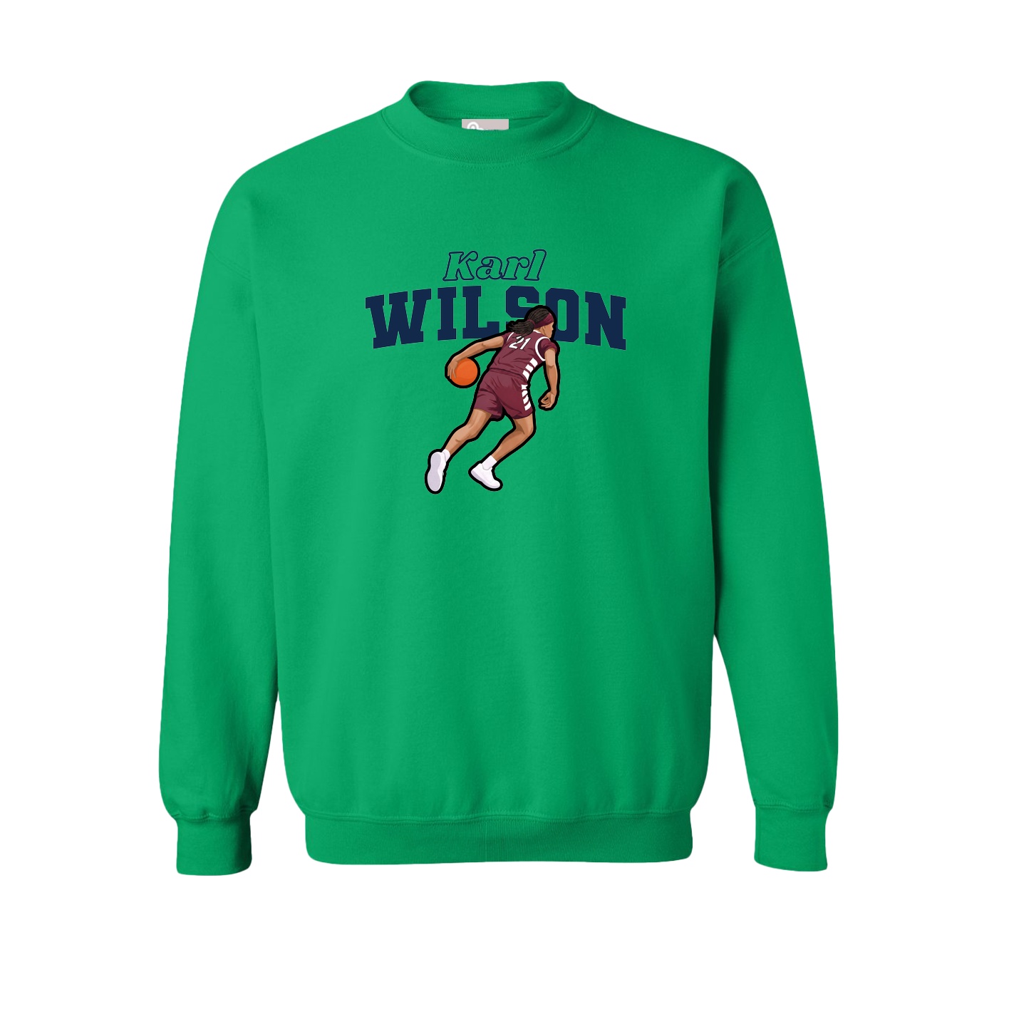Fleece Crew — Name Arch in Green
