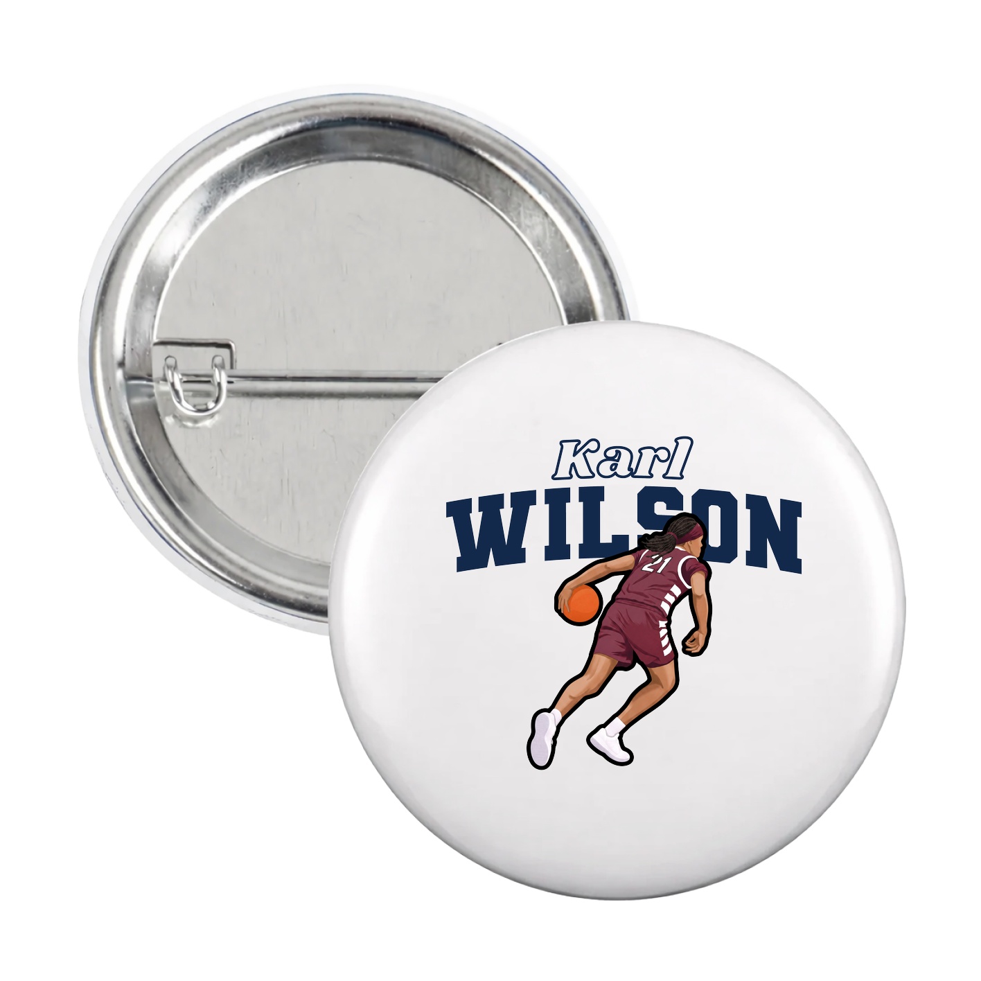 Game Day Button — Name Arch in White
