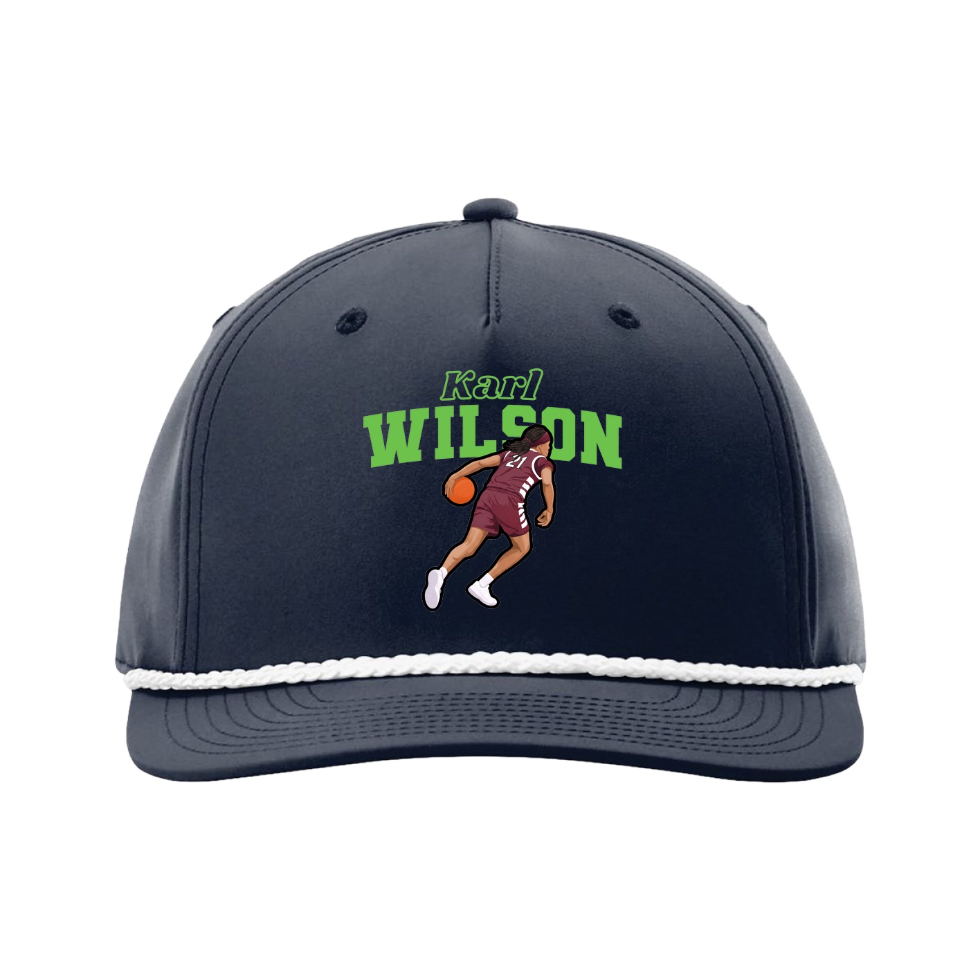 Five-Panel Classic Rope Cap — Name Arch in Navy