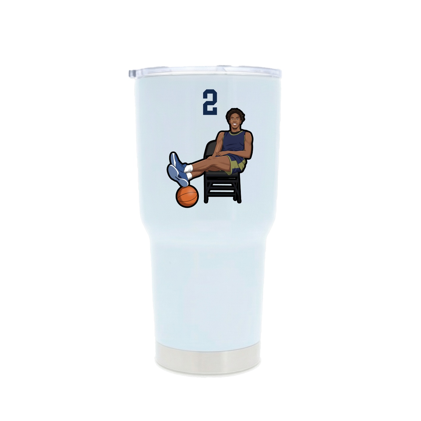30oz Stainless Steel Tumbler — Number Top in White