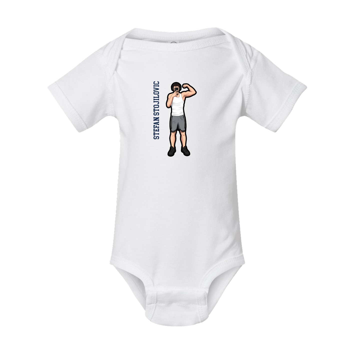 Baby Onesie — Name Vertical in White