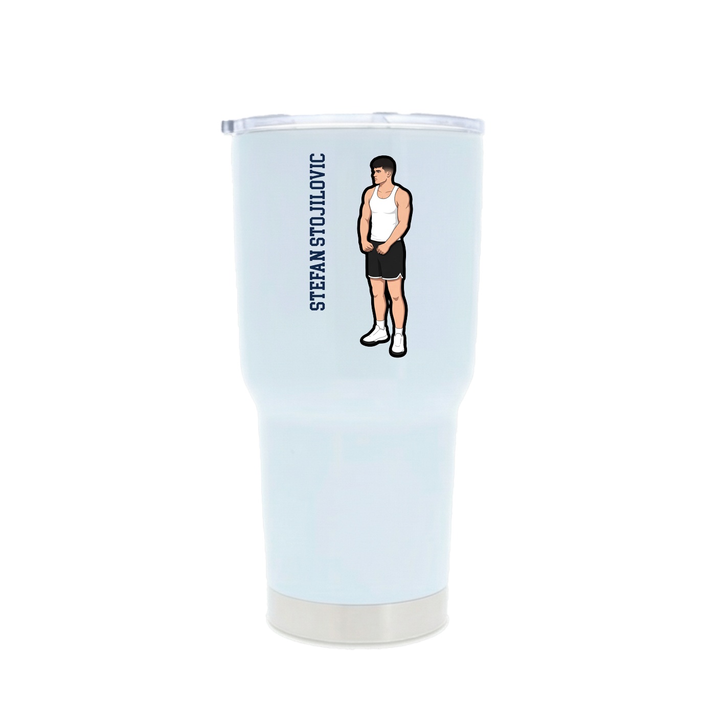 30oz Stainless Steel Tumbler — Name Vertical in White