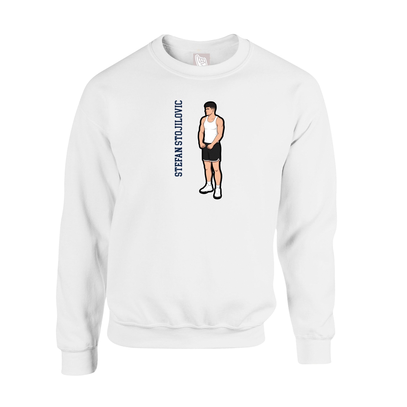 Fleece Crew — Name Vertical in White
