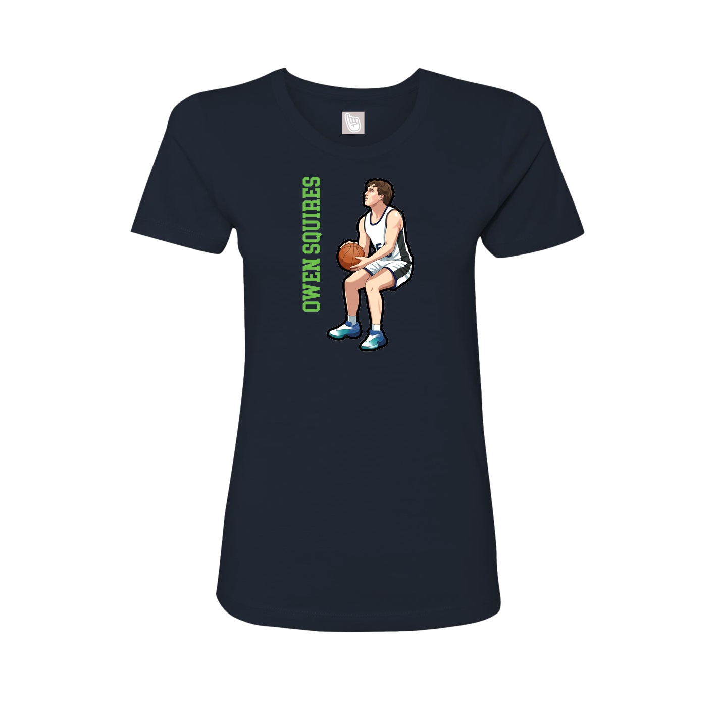 Fitted Women's Tee — Name Vertical in Navy