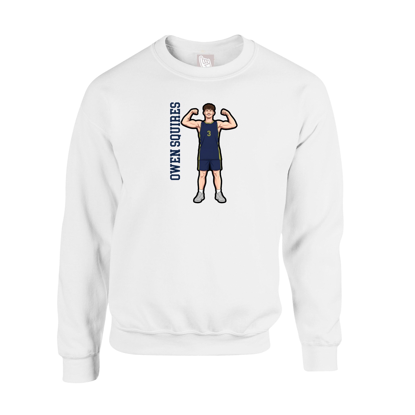Fleece Crew — Name Vertical in White