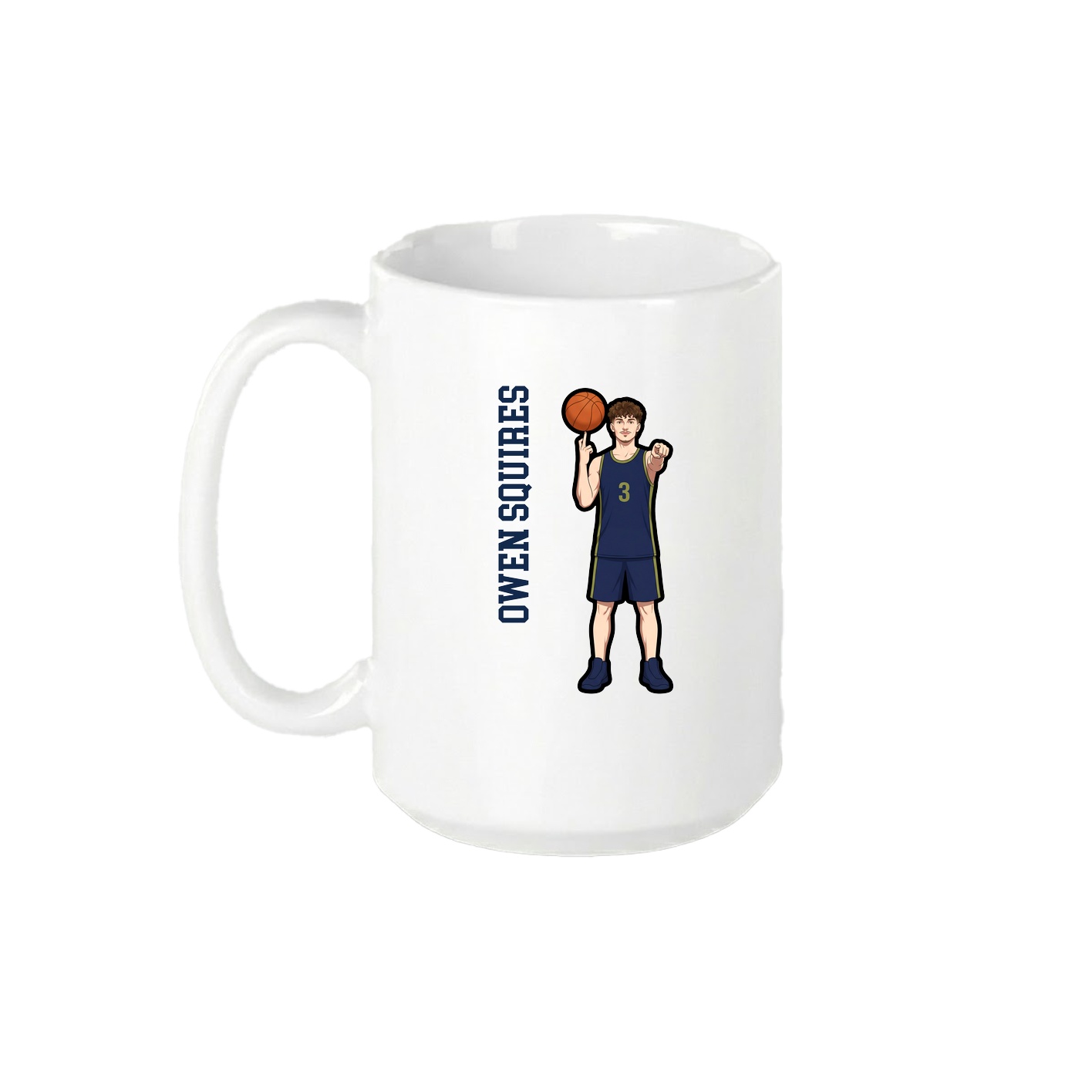 15oz Coffee Mug — Name Vertical in White