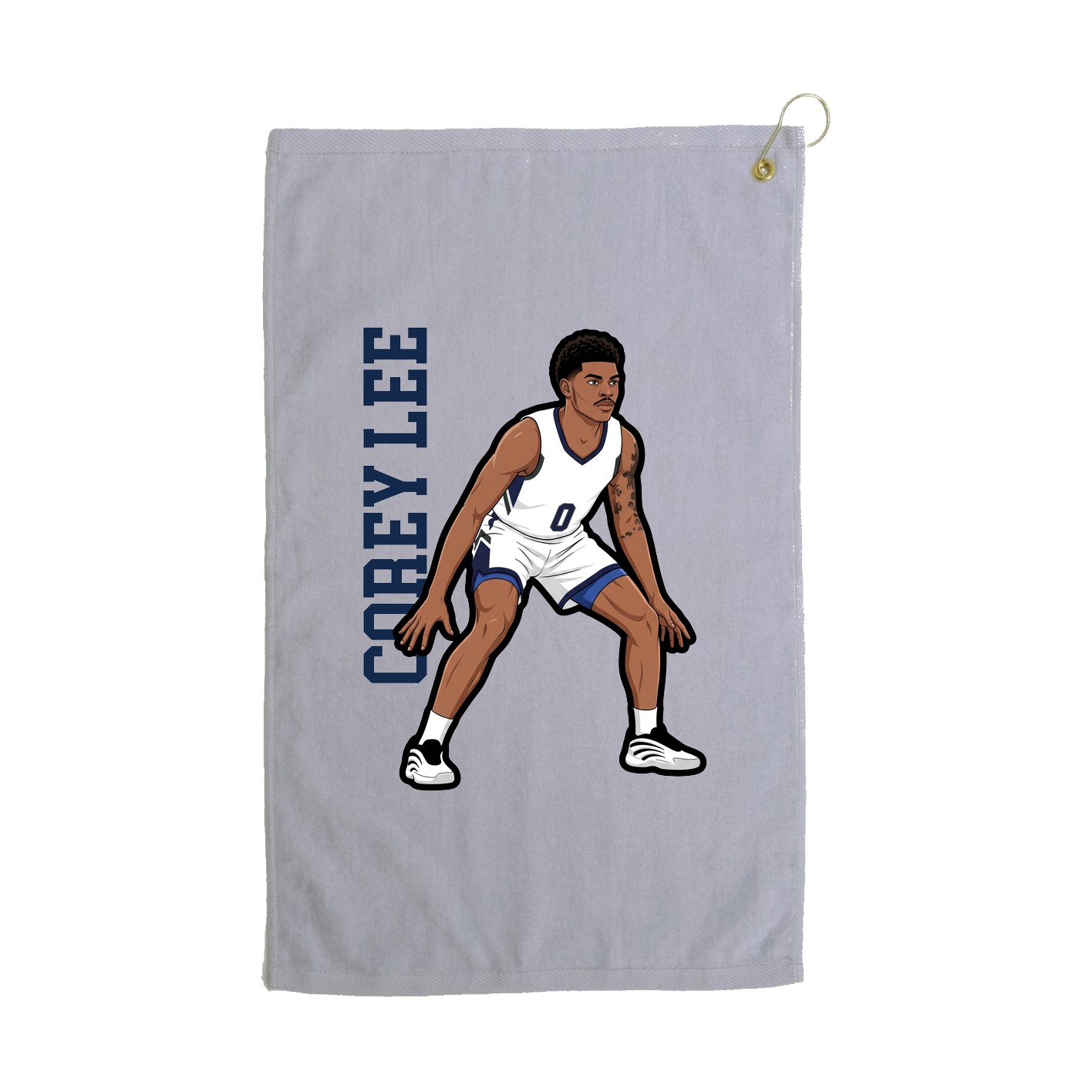 Golf Towel — Name Vertical in Grey