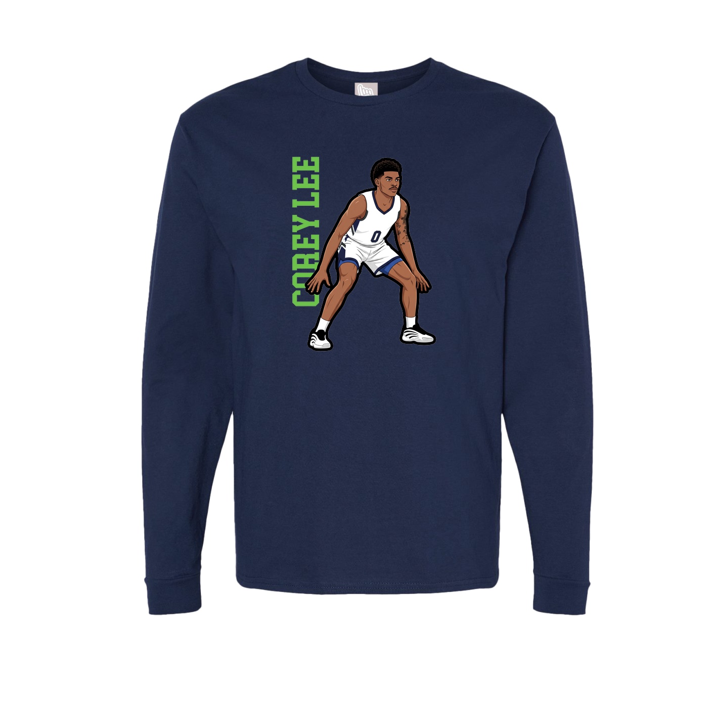 Long Sleeve Tee — Name Vertical in Navy