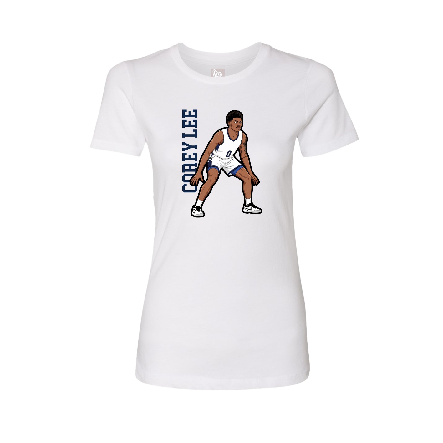 Womens Tee — Name Vertical in White