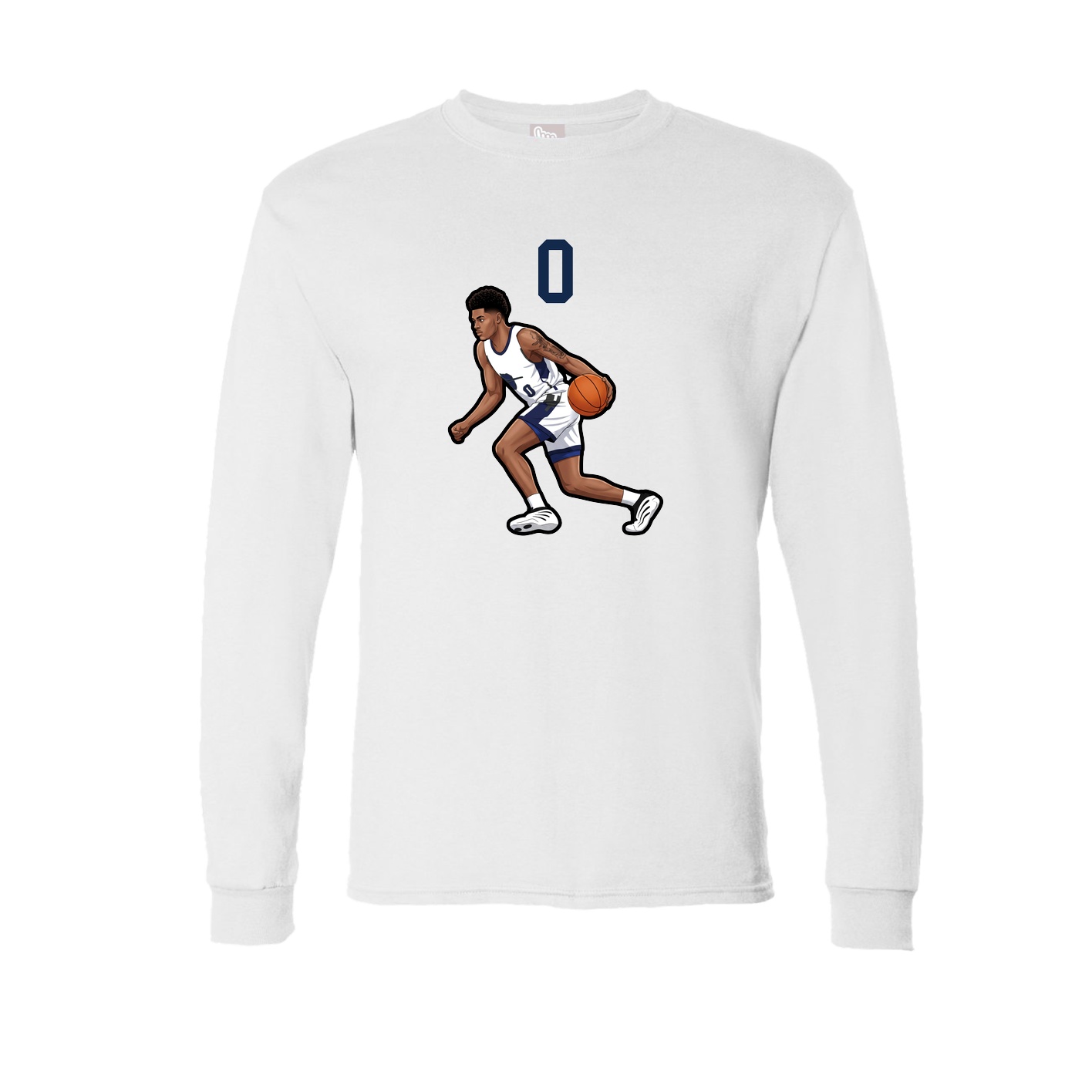 Long Sleeve Tee — Number Top in White